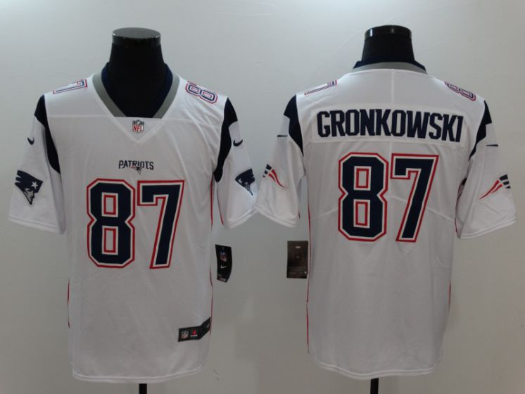 Men New England Patriots 87 Gronkowski White Nike Vapor Untouchable Limited NFL Jerseys